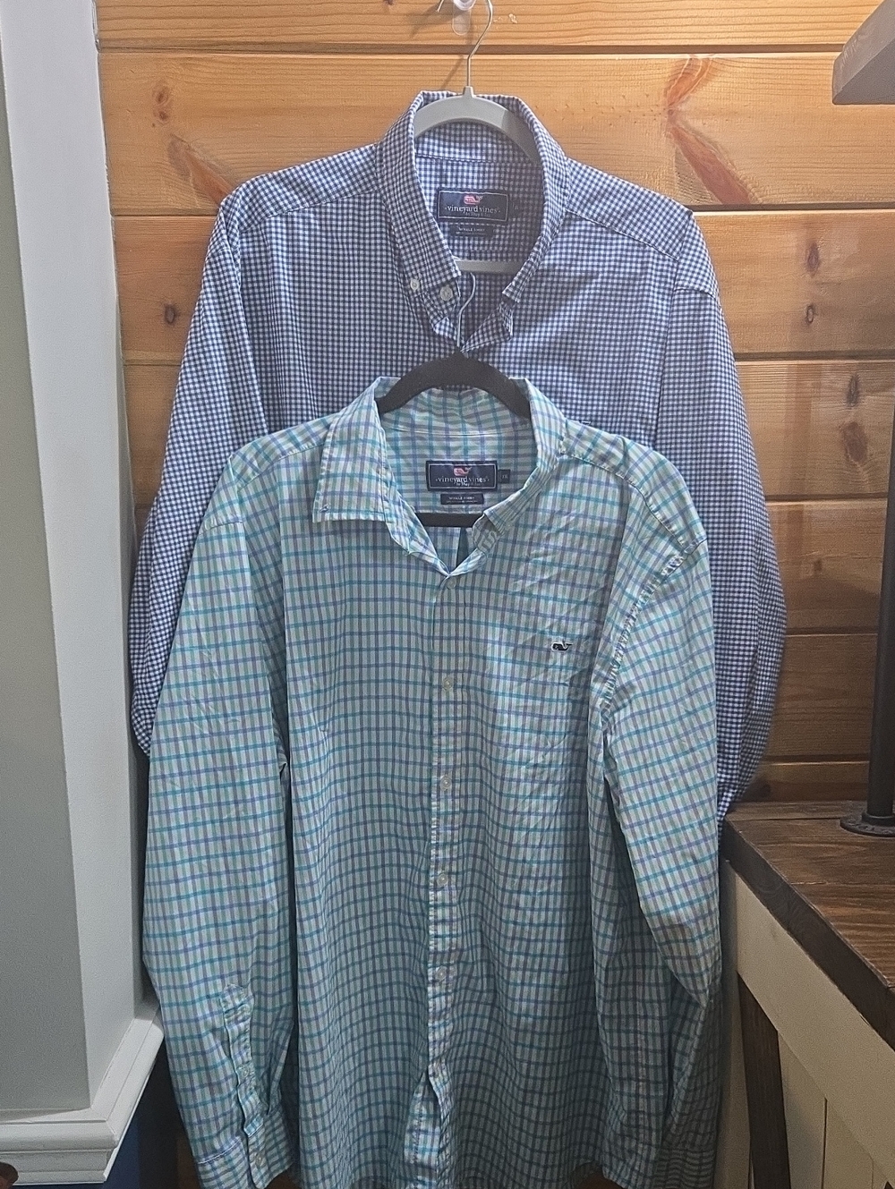 Vineyard Vines Set Of 2 XXL Men’s Light Blue and Green Plaid Button-Down Shirt